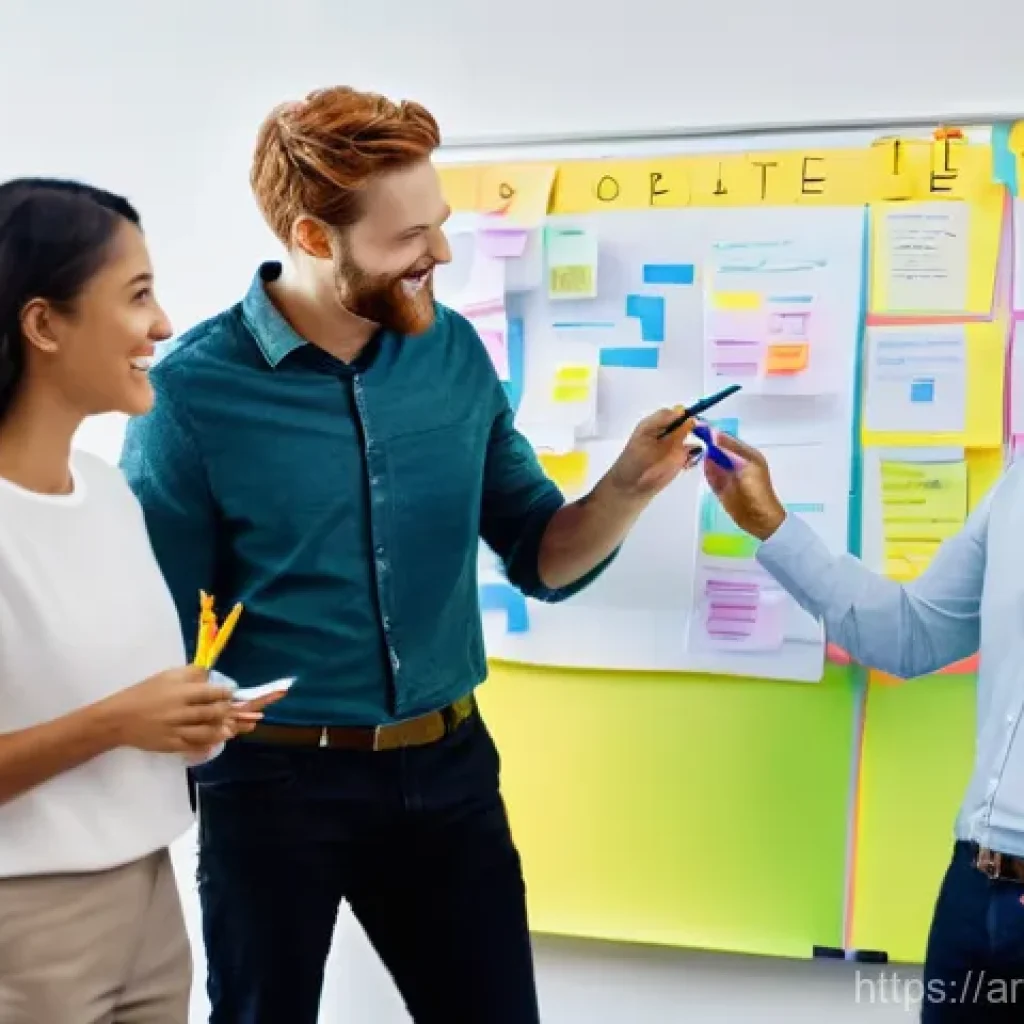 시각적 사고 활성화를 위한 팀 빌딩 활동 - **Prompt:** "A vibrant, collaborative team brainstorming session in a modern, brightly lit office. A...